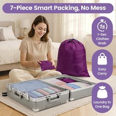 Travel Smart with 7 Lightweight Compression Packing Cubes – Perfect for Women