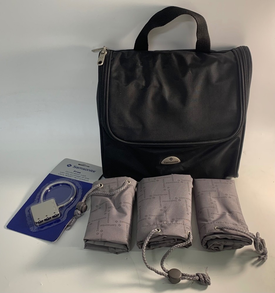 Samsonite Luggage Hanging Handle Travel Bag Black w/ 3 Laundry/Clothing Bags!