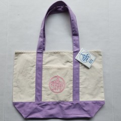 Trader Joe&rsquo;s Reusable Canvas Tote Bag – Creamy Off White and Lavender