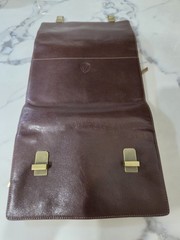 VTG Red Envelope Leather Bag Chestnut Brown Travel Organizer Pouch Zip Bag