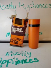 Vtg. Retro Orange Non-Spill Commuter Plastic Coffee Cup 1980s + Box Prop – NOS