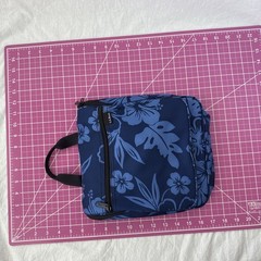 LL Bean Toiletry Bag Blue Floral Tropical Nylon Hanging Travel Kit Organizer