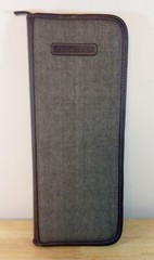 Baekgaard Tweed Brown Leather Travel Tie Case Snap Zip Around Luggage Mens EUC