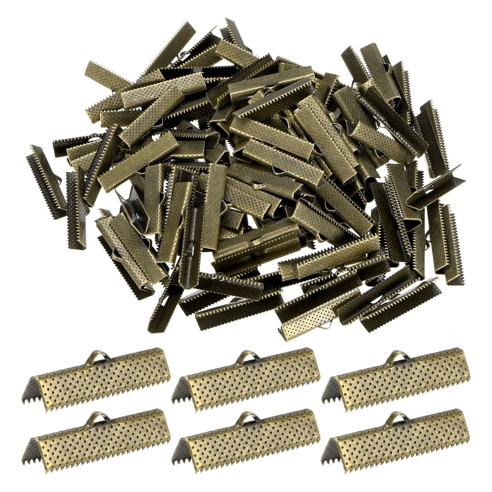 280 Pieces 30mm Ribbon Ends with DIY Clip, Antique Cyan Dots