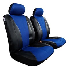 Universal Fit Leather Mesh Seat Covers Front Pair Blue Black For Car Truck SUV