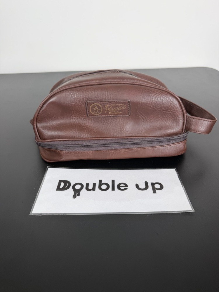 Penguin Mens Shaving Toiletry Bag Travel Kit Brown