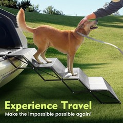 Marudina Dog Ramps 23.6 Extra-Wide – Portable 4-Dog Steps Non-Slip Surface 250