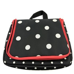 Reisenthel Hanging Organizer Toiletry Bag Black White Red Polka Dots Travel Case