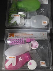 UP & UP TSA Compliant 2 X 7 Pack Travel Container Kit Pink/Green.