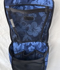 LL Bean Toiletry Bag Blue Floral Tropical Nylon Hanging Travel Kit Organizer
