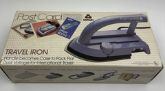 Sanyei PostCard PC50 Travel Iron Dual Voltage 120 240V Complete In Box