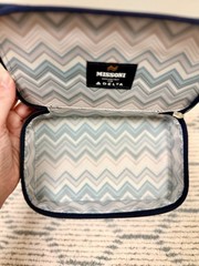 MISSONI Never Used Navy Leather Embossed Amenity Travel Kit/Cosmetic Zip-Case