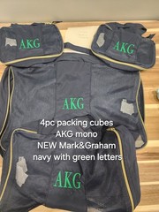 AKG Monogram Navy Zip Packing Cubes 4pc Set NEW mark&graham Travel Luggage