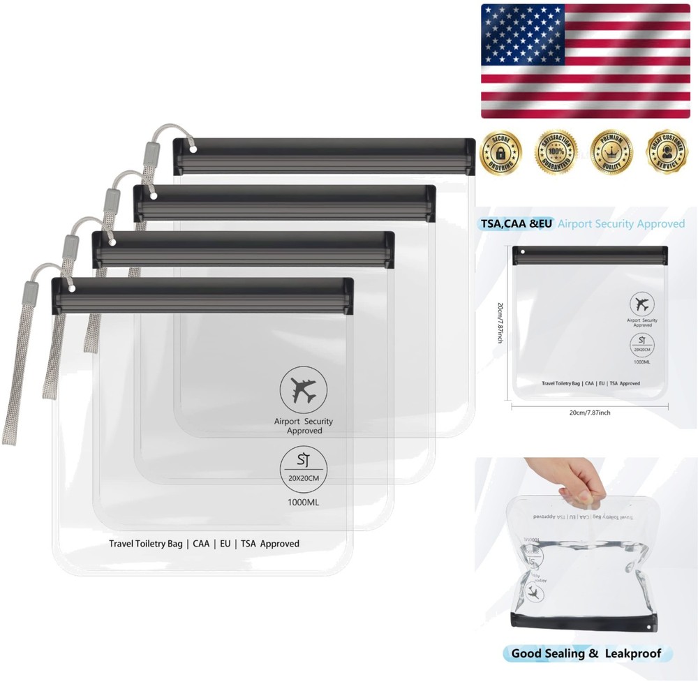 Versatile 4-Pack Clear Toiletry Bags – TSA Approved & Multi-Purpose Travel Use