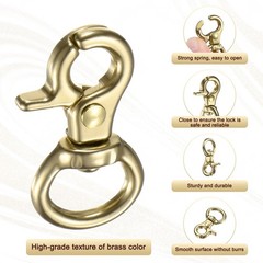 For 2 Spring Snap Hook, 3.6cm Brass Swivel 1.3cm Ring ID