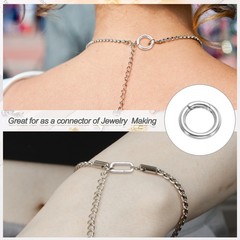 11.6mm 925 Sterling Silver Spring Rings, 2Pcs Round Clasps, Silver Color