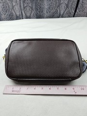 Tommy Bahama Blue Soft Denim Toiletry/Travel Bag Unisex Brown Leather Bottom