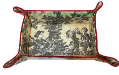 Vintage Handmade Travel Jewelry Cosmetic Tray Vinyl Black White Red 8.5 x 4.75&Prime;