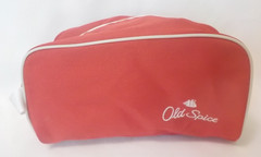 OLD SPICE Red Embroidered Logo Toiletry Travel Bag Working Zipper Carry Handle