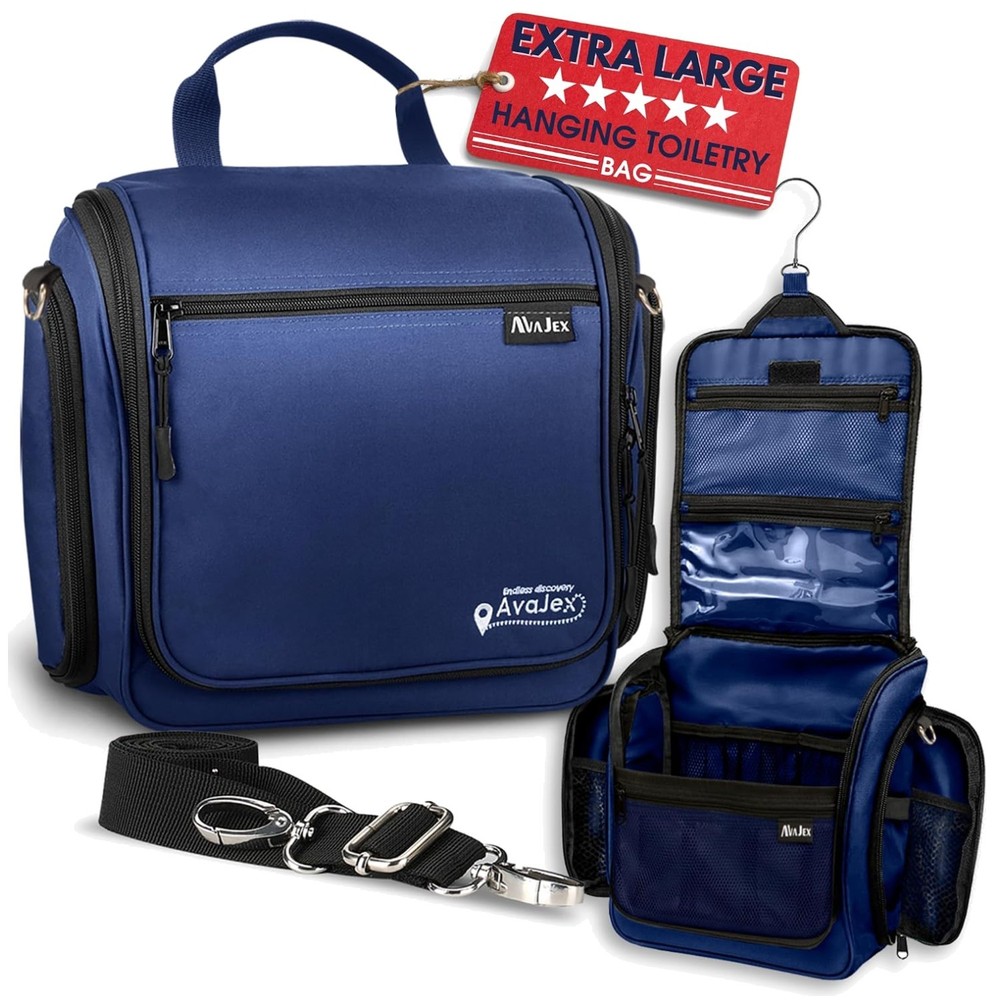 Large Hanging Travel Toiletry Bag with Shoulder Strap