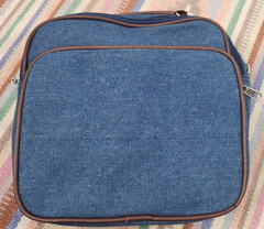 Blue Denim w/Brown, Bible/Book Bag w/Shoulder Strap- Carrier Cover w/Coin Case