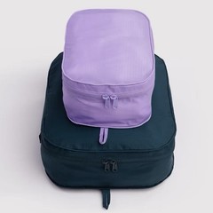 NEW! Baggu PACKING CUBE SET in “Crocus Mix” Purple/Green Recycled Nylon, Ltd. Ed
