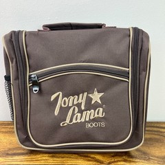 Tony Lama Boots Hanging Toiletry Bag Brown Travel Organizer Cosmetic Zip Case
