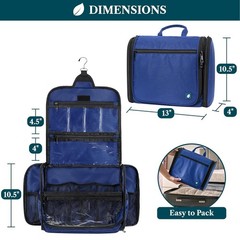 Large Hanging Toiletry Bag 10 Compartments Travel Shaving Organizer Blue