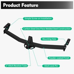 2&Prime; Heavy Duty Tow Hitch fit 2003-2008 Honda Pilot & Acura MDX, Class III
