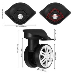 4Pcs Universal Suitcase Wheel Repair Kit Durable Tpe PP Double Row Black