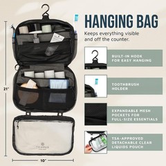 Compact Toiletry Bags Set | Hanging Bag, TSA-Approved Pouch