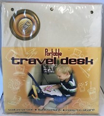 Portable Travel Desk (Tan) [893437002019] Waterproof, Lightweight, Drink Holder