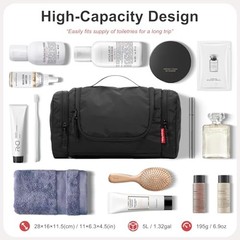 Hanging Toiletry Bag for Men and Women – Water Resistant Nylon Travel Cosmetic