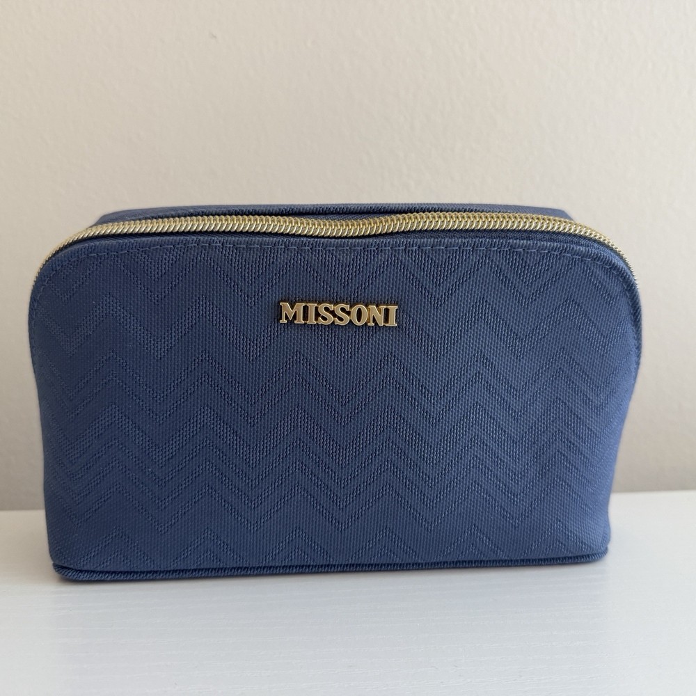 MISSONI Delta One First Class Amenity Kit Bag Travel Makeup Toiletries NEW Blue