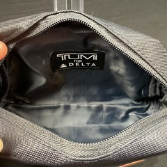 TUMI For Delta Toiletry Cosmetic Empty Travel Pouch Bag Zip Around Navy Silver