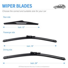 Gavimnal 24+19+12 Silicone Wiper Blades Set for BMW X1 2012-2015 Front and Rear