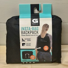 G Force Insta-Bag Packable Foldable Backpack Black Ripstop NWT Travel Vacation