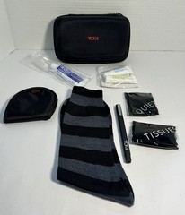 TUMI Delta Airlines Hard Case Shell Black Amenity Toiletry Travel Kit w/7 Items