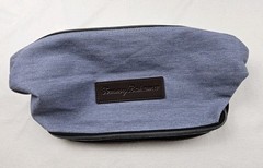 Tommy Bahama Blue Soft Denim Toiletry/Travel Bag Unisex Brown Leather Bottom