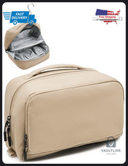 Oaque Khaki Travel Toiletry Bag with Hanging Hook – Water-Resistant Polyester