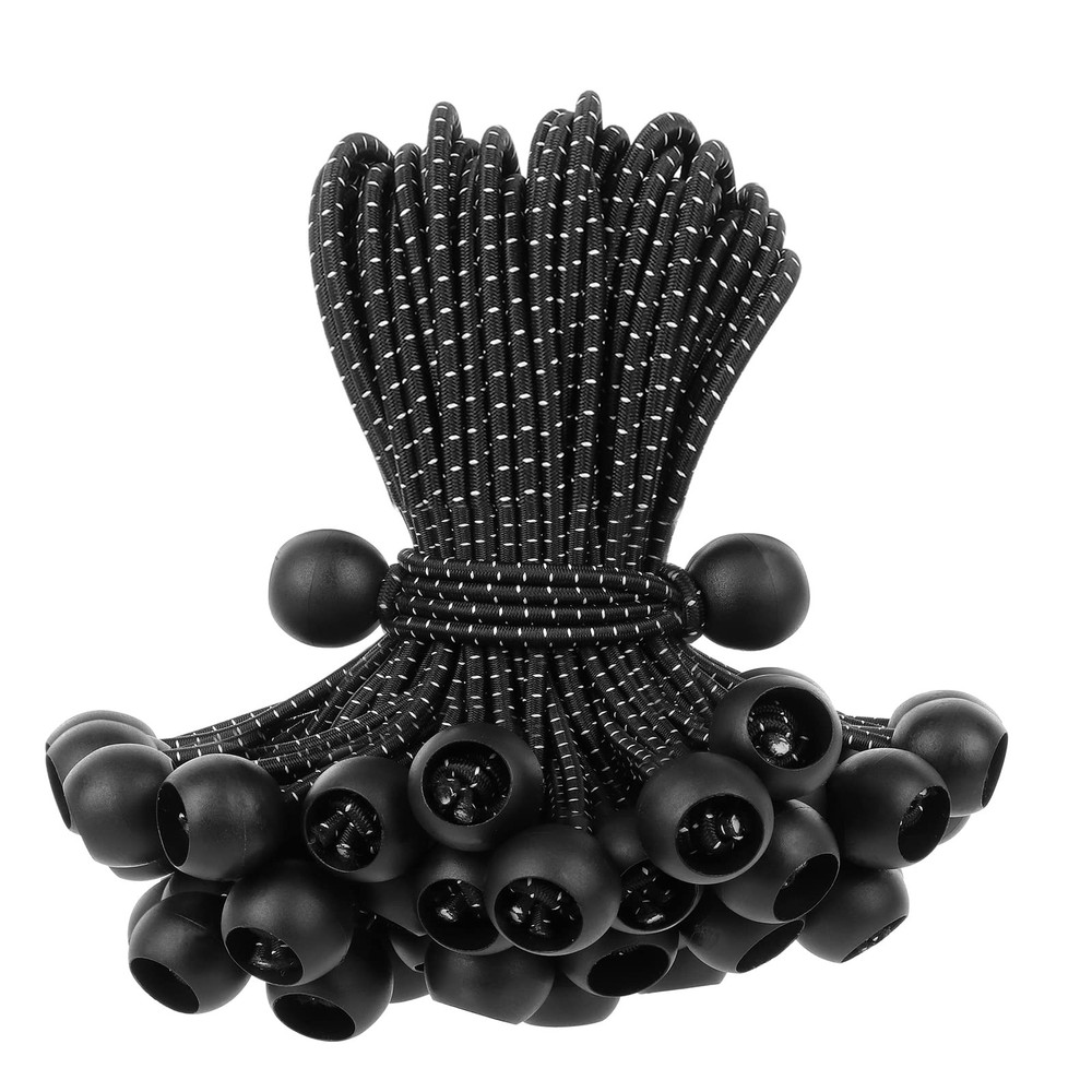 9 Inch Ball Bungee Cords, 50 pcs Bungie Cord Balls Tarp 9 Inch, Black，white