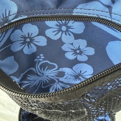 LL Bean Toiletry Bag Blue Floral Tropical Nylon Hanging Travel Kit Organizer