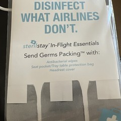 Lot of 5 Travel Kit – Wipes headrest pocket/tray table protection similar ifly