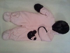 NWT Infant Baby Girls 3-6 Months Snowsuit Pram Bunting Faux Fur Bear & Hood NICE