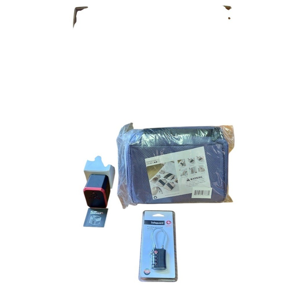 Travel Packing Cubes Set Blue + Safeguard TSA 3-Dial Cable Lock Bundle