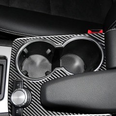 Carbon Fiber Central Console Armrest Water Cup Holder Frame Cover Trim black