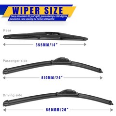 3 Wipers Fits Honda Pilot 2016-2022 Wiper Blades