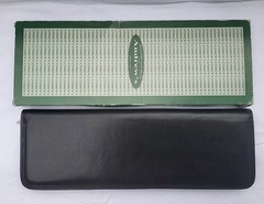 Vintage Italian Leather Black Travel Tie Case Holder Zipper w/ Original Box And