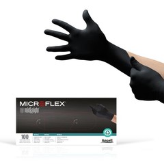 Ansell MICROFLEX MidKnight MK-296 Disposable Nitrile Gloves for Large, Black