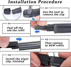 4 Pack Universal Windshield Wiper Blade Refills 25.59 Inch Silicone Strips Frame